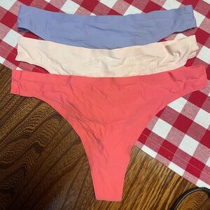 NEW Three Colorful Microfiber Thong Panties, Size S